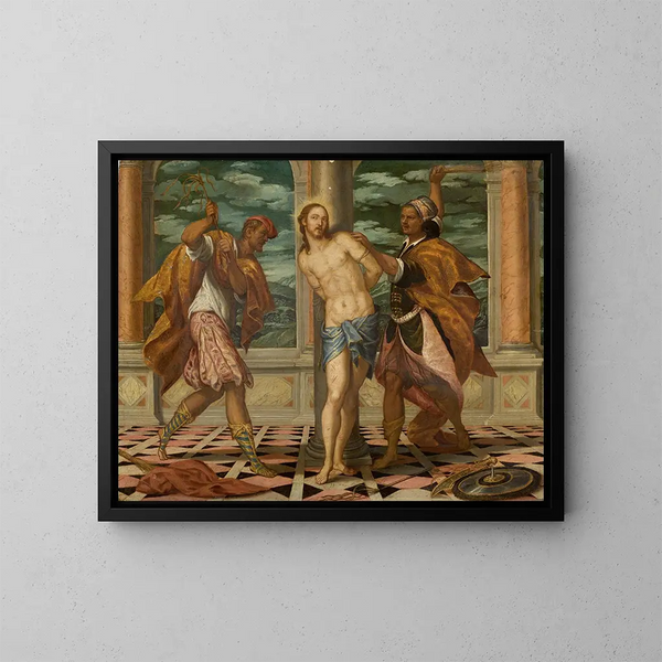La Flagellation - Szkoła Paolo Veronese — oprawiony obraz na ścianie