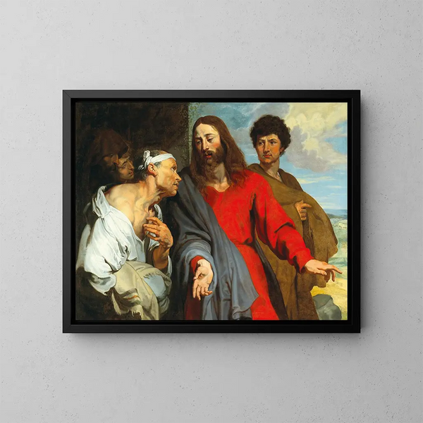 Leczenie paralityka - Szkoła Antoine van Dyck — oprawiony obraz na ścianie