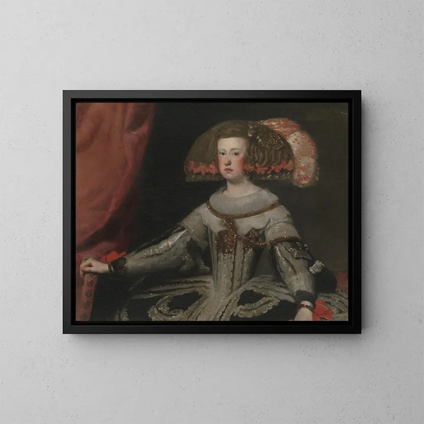 Marianne d'Autriche, królowa Hiszpanii - Szkoła Diego Velázquez — oprawiony obraz na ścianie