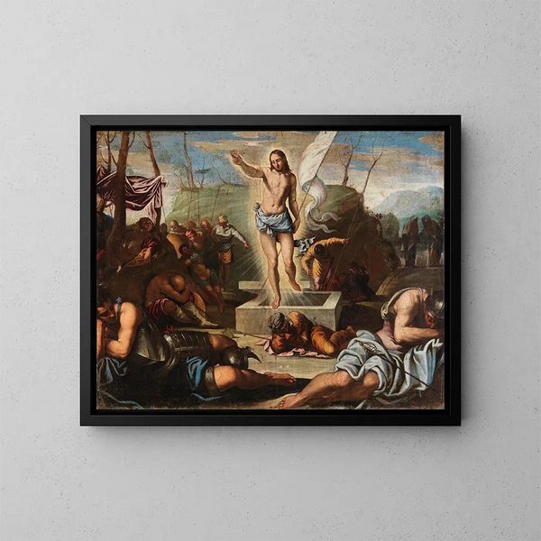 Zmartwychwstanie Chrystusa - Szkoła Jacopo Tintoretto — oprawiony obraz na ścianie