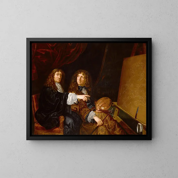 Podwójny portret Henriego i Charlesa Beaubrun - Szkoła Martina Lamberta — oprawiony obraz na ścianie