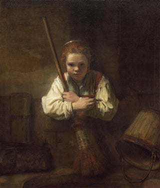 Follower of Rembrandt van Rijn - A Girl with a Broom.webp