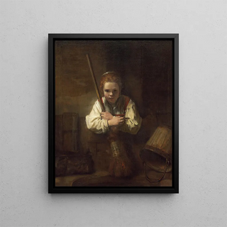 Follower of Rembrandt van Rijn - A Girl with a Broom.webp