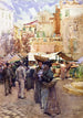 La place du marché à San Remo, Italie - Frances Hodgkins — widok dzieła