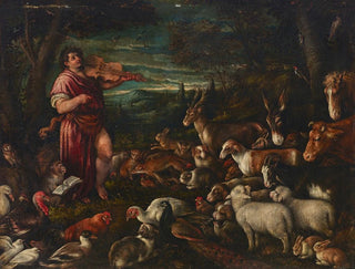 Uroczy Orfeusz czarujący zwierzęta - Francesco Bassano starszy — widok dzieła