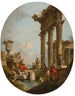 Un caprice architectural avec des personnages parmi des ruines classiques Un temple au-delà - Francesco Guardi — widok dzieła