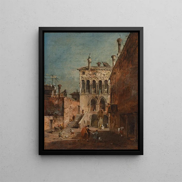 Un caprice architectural avec un campiello - Francesco Guardi — oprawiony obraz na ścianie
