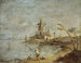 Caprice rustique avec tour au bord de l'eau - Francesco Guardi — widok dzieła
