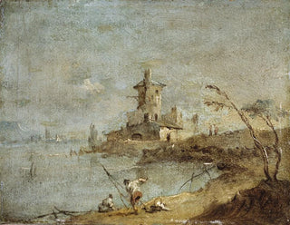 Francesco Guardi - Caprice rustique avec tour au bord de leau.webp