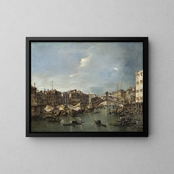 Wielki Kanał z mostem Rialto, Wenecja - Francesco Guardi — oprawiony obraz na ścianie