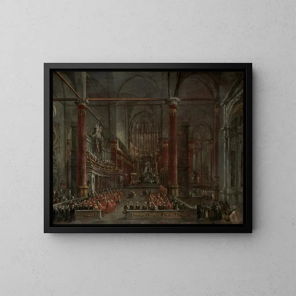 Ceremonia pontyfikalna u SS Giovanni e Paolo, Wenecja, 1782 - Francesco Guardi — oprawiony obraz na ścianie