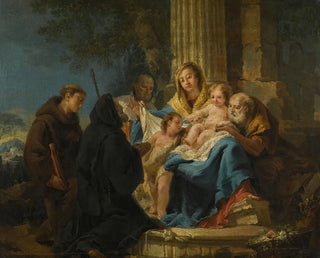 Francesco Lorenzi - The Holy Family With Saint Francesco Di Paola And A Franciscan Saint.webp
