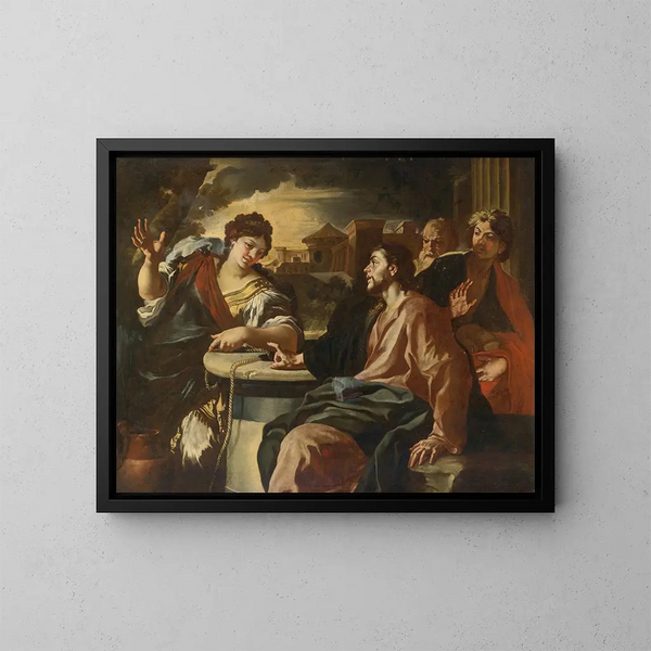 Le Christ et la femme de Samarie - Francesco Solimena — oprawiony obraz na ścianie