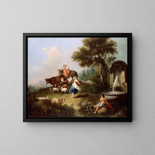 Francesco Zuccarelli - Landscape with a Fountain Figures and Animals.webp