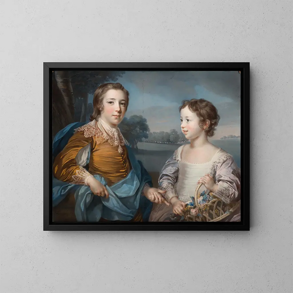 Portret Józefa (1741-1786) i jego brata Johna Gulstona (1750-1764) - Francis Cotes — oprawiony obraz na ścianie
