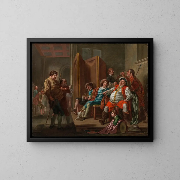 Falstaff rekrutuje w Henri IV, część II, akt III - Francis Hayman — oprawiony obraz na ścianie