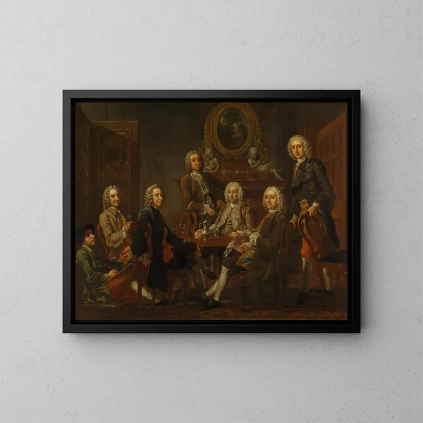 Portret grupy szlachciców z artystą - Francis Hayman — oprawiony obraz na ścianie