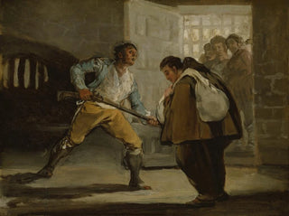 Francisco de Goya - El Maragato Threatens Friar Pedro de Zaldivia with His Gun.webp