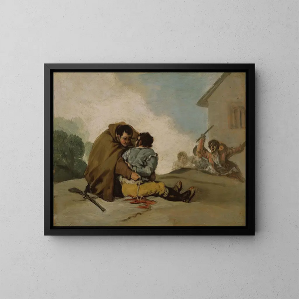 Brat Pedro przywiązuje El Maragato liną - Francisco de Goya — oprawiony obraz na ścianie