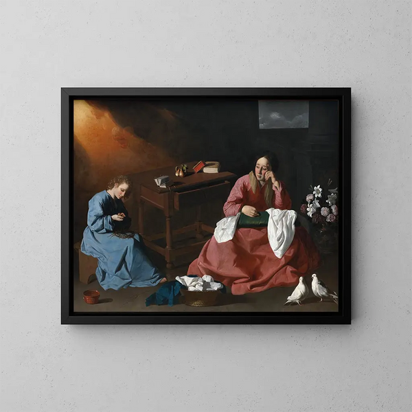 Le Christ et la Vierge dans la maison de Nazareth - Francisco de Zurbarán — oprawiony obraz na ścianie