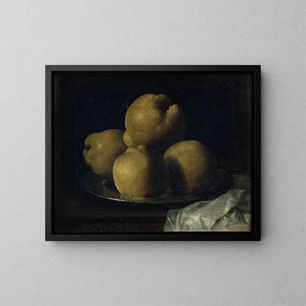Martwa natura z talerzem pigwy - Francisco de Zurbarán — oprawiony obraz na ścianie