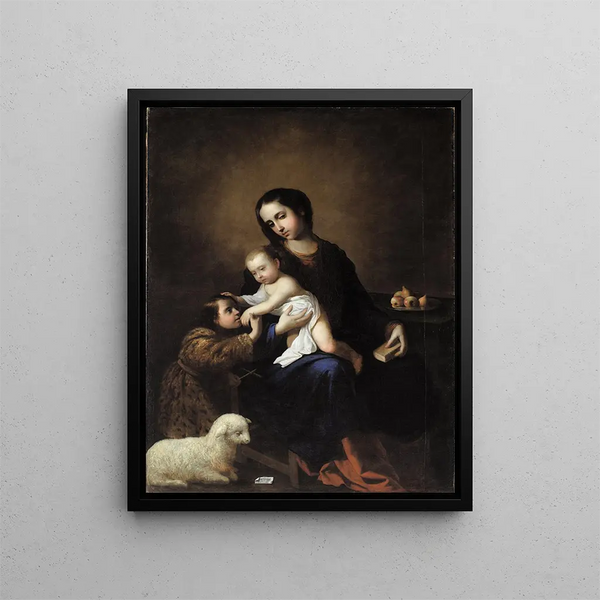 Matka Boska z Dzieciątkiem i małym świętym Janem Chrzcicielem - Francisco de Zurbarán — oprawiony obraz na ścianie