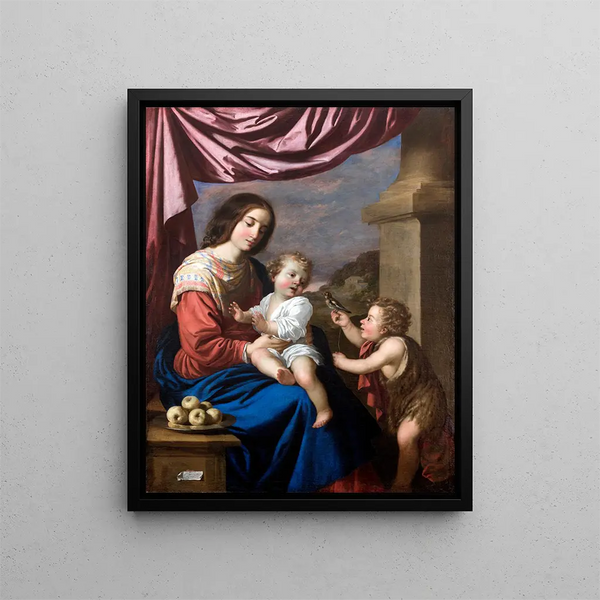 Matka Boska z Dzieciątkiem i świętym Janem - Francisco de Zurbarán — oprawiony obraz na ścianie
