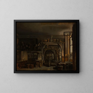 Atelier złotnika Odiot 1763-1850 rue Saint-Honoré - François Barthélemy Augustin Desmoulins — oprawiony obraz na ścianie