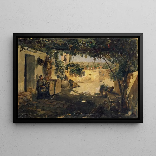 Pergola espagnole - Frank Buchser — oprawiony obraz na ścianie
