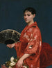 Młoda kobieta w czerwonym kimono - Frank Buchser — widok dzieła