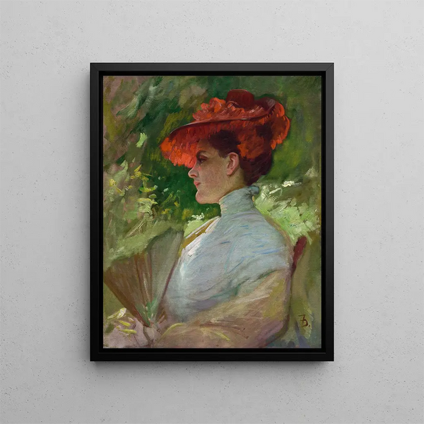 Portret damy w czerwonym kapeluszu Maggie Wilson - Frank Duveneck — oprawiony obraz na ścianie