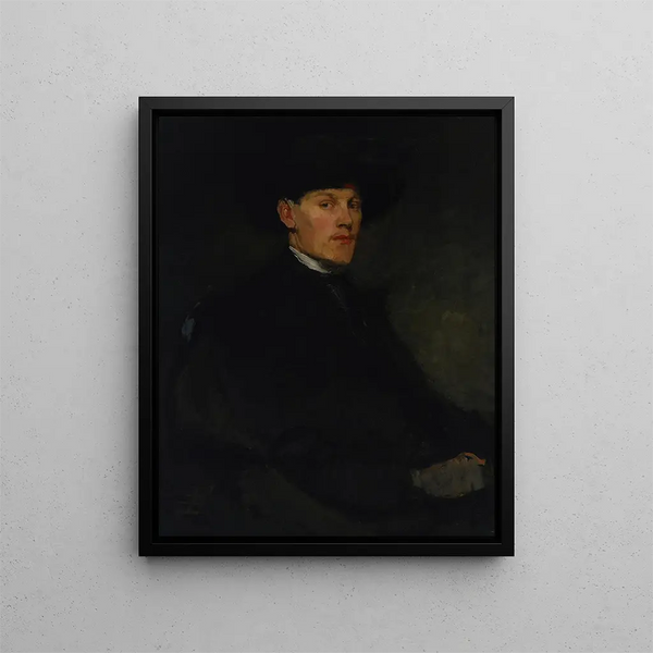 Portret młodego mężczyzny - Frank Duveneck — oprawiony obraz na ścianie