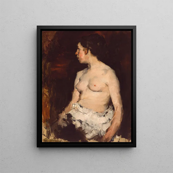 Nu siedzący - Frank Duveneck — oprawiony obraz na ścianie