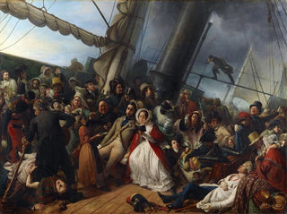 Choroba morska na balu na pokładzie angielskiej korwety - François-Auguste Biard — widok dzieła