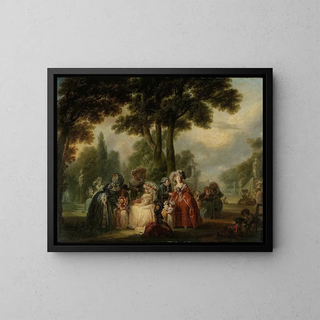 Zgromadzenie w parku - François-Louis-Joseph Watteau — oprawiony obraz na ścianie