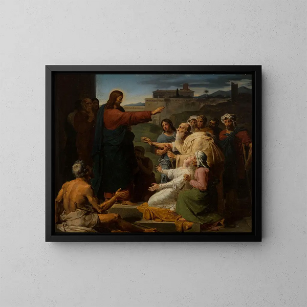 Jezus uzdrawiający niewidomych i chromych - François-Louis Dejuinne — oprawiony obraz na ścianie