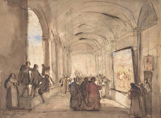 FranoisMarius Granet - A Cardinal Examining a Painting in a Cloister.webp