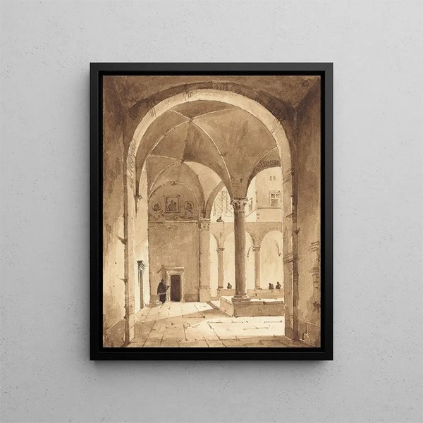 Un cloître - François-Marius Granet — oprawiony obraz na ścianie