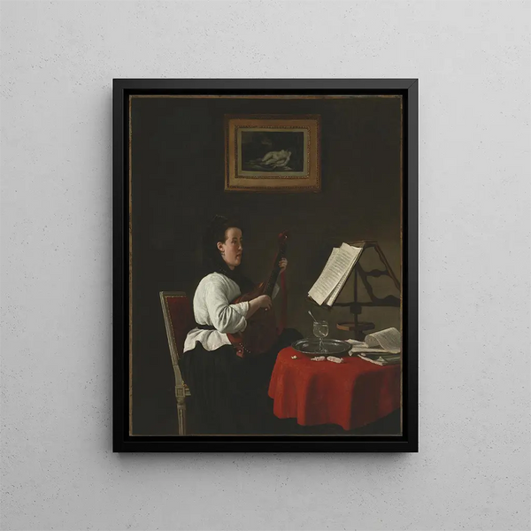 Franois Bonvin - Young Woman with a Mandolin Portrait of Louison Khler.webp