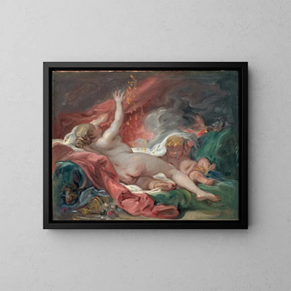 Studium Dany i złotej deszczu - François Boucher — oprawiony obraz na ścianie