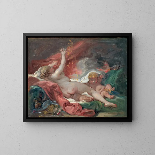 Studium Dany i złotej deszczu - François Boucher — oprawiony obraz na ścianie