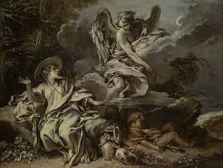 Hagar i Ismaël na pustyni z aniołem - François Boucher — widok dzieła