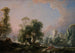 idyllicznego krajobrazu z kobietą łowiącą ryby - François Boucher — widok dzieła