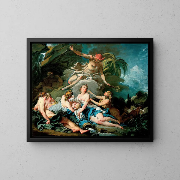 Mercure ufający dziecku Bachusowi wśród nimf Nysy - François Boucher — oprawiony obraz na ścianie