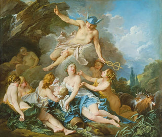 Pewny Merkur z Dzieciątkiem Bachusa i Nimfami - François Boucher — widok dzieła