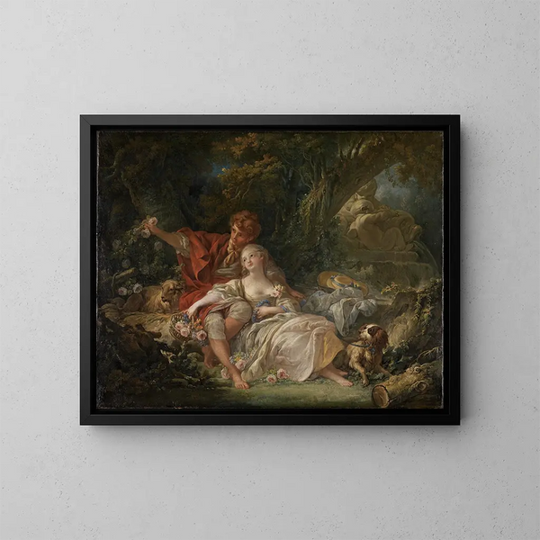 pasterzy i pasterek - François Boucher — oprawiony obraz na ścianie