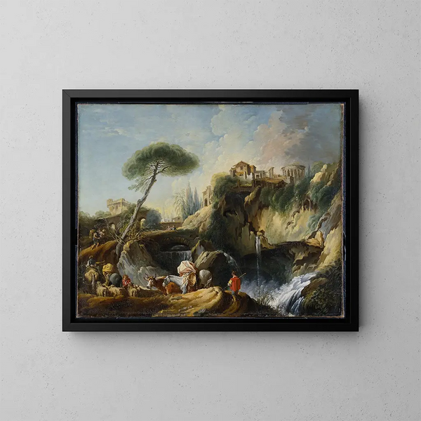 Widok na Tivoli z świątynią Westy - François Boucher — oprawiony obraz na ścianie