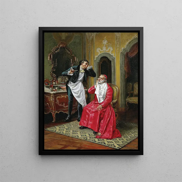 Le barbier maladroit - François Brunery — oprawiony obraz na ścianie