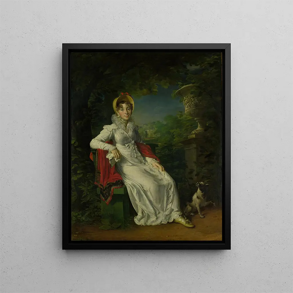 Caroline Ferdinand Louise de Sicile 1798-1870 Żona Charlesa Ferdynanda, księcia de Berry, w parku Bagatelle w lesie Boulogne koło Paryża - François Gérard — oprawiony obraz na ścianie
