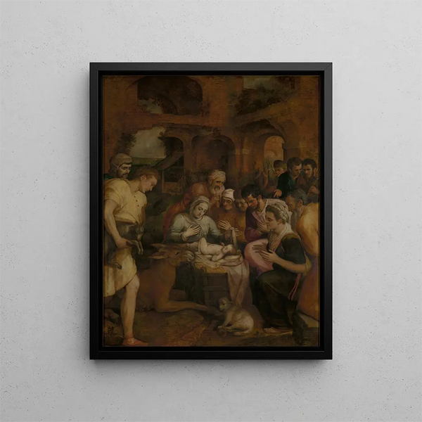 Uczczenie pasterzy - Frans Floris — oprawiony obraz na ścianie